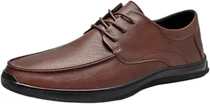 All-Match Solid Dress Shoes, Outdoor Work Oxfords, Comfortable Driving Flats, Genuine Leather Lace-Up Casual Shoes for Men, Men's Loafers for Business or Everyday Wear