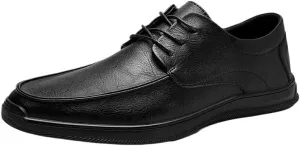 All-Match Solid Dress Shoes, Outdoor Work Oxfords, Comfortable Driving Flats, Genuine Leather Lace-Up Casual Shoes for Men, Men's Loafers for Business or Everyday Wear