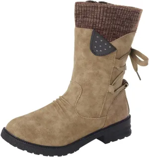 AMDBEL Boots For Women Cowboy Style, Chelsea Boots Women Flower Embroidery Mid Calf Chunky Platform Boots Cowgirls Boots