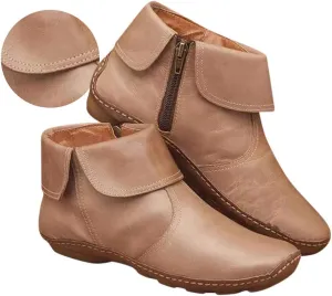 Ankle Booties for Women Flat Heel,Womens Ankle Boots Fashion Lace Up Side Zip Vintage Booties Low Heel Arch Support