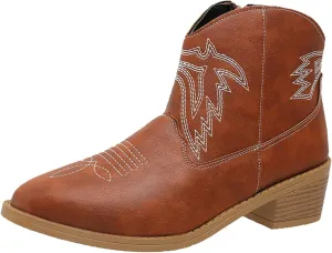 Ankle Boots for Women Dressy Chunky Heel Boots for Women Western Chunky Heel Pointed Toe Slip on Women Cowboy Boots