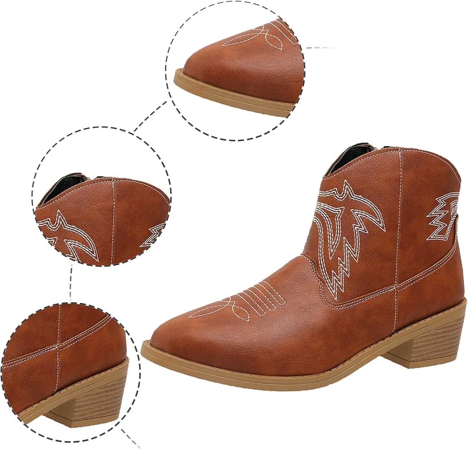 Ankle Boots for Women Dressy Chunky Heel Boots for Women Western Chunky Heel Pointed Toe Slip on Women Cowboy Boots