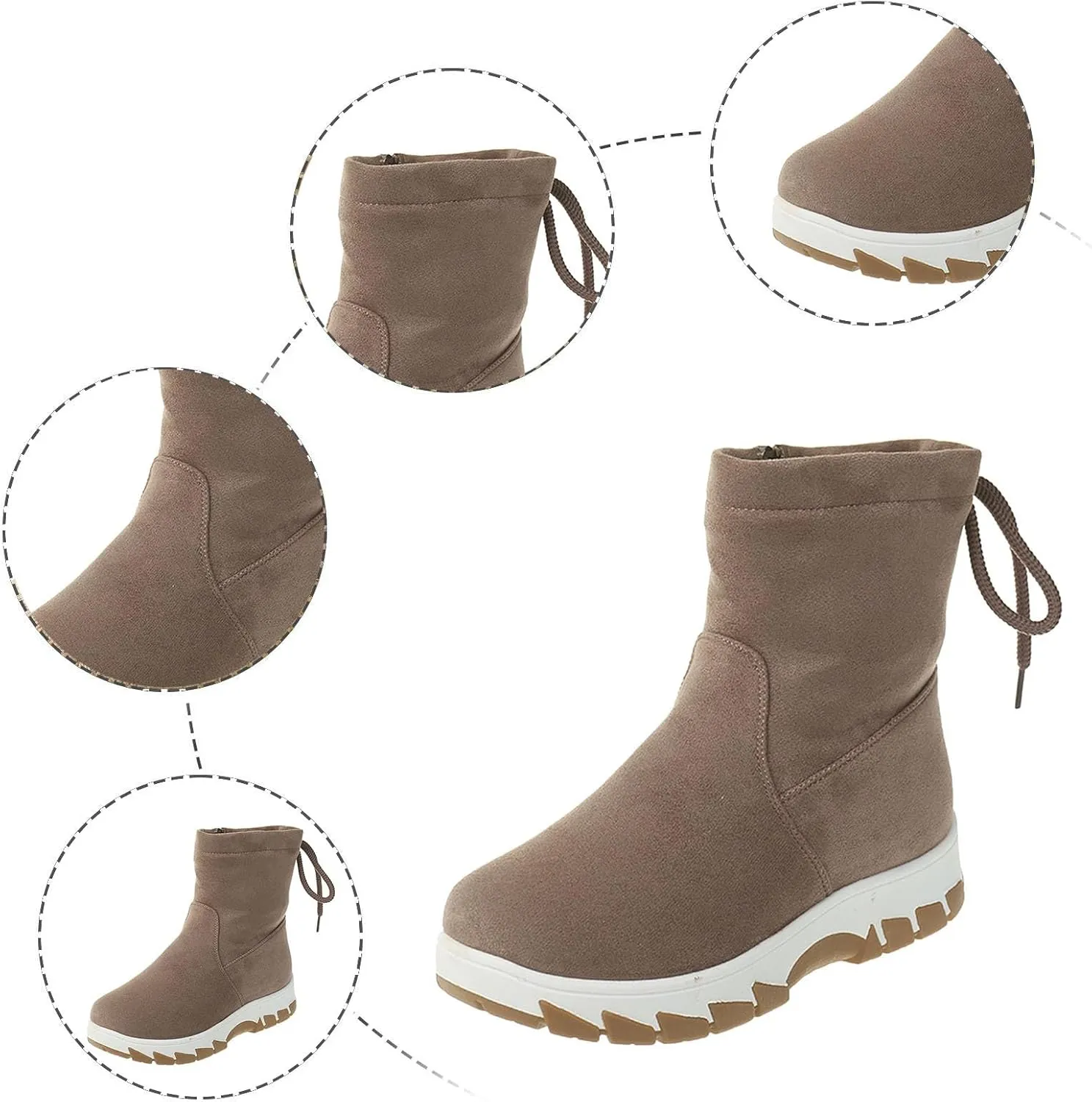Ankle Snow Boots for Women Lace up Thick Warm Boots Anti Slip Outdoor Waterproof Walking Platform Winter Shoes