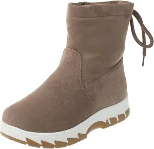 Ankle Snow Boots for Women Lace up Thick Warm Boots Anti Slip Outdoor Waterproof Walking Platform Winter Shoes