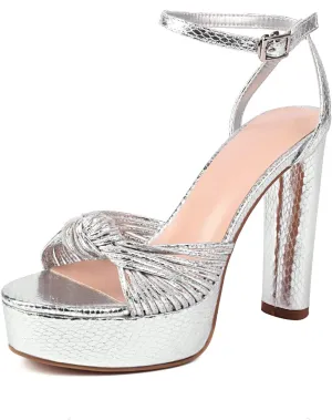 Arqa Platform Chunky Sandals for Women Dressy Summer Knotted Heeled Sandals Ankle Strap Party High Heels