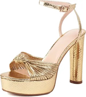 Arqa Platform Chunky Sandals for Women Dressy Summer Knotted Heeled Sandals Ankle Strap Party High Heels