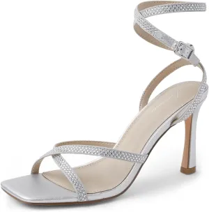 Arromic High Heels for Women Strappy Stilettos Square Open Toe Buckle Ankle Strap Sexy Wedding Dress Heeled Sandals