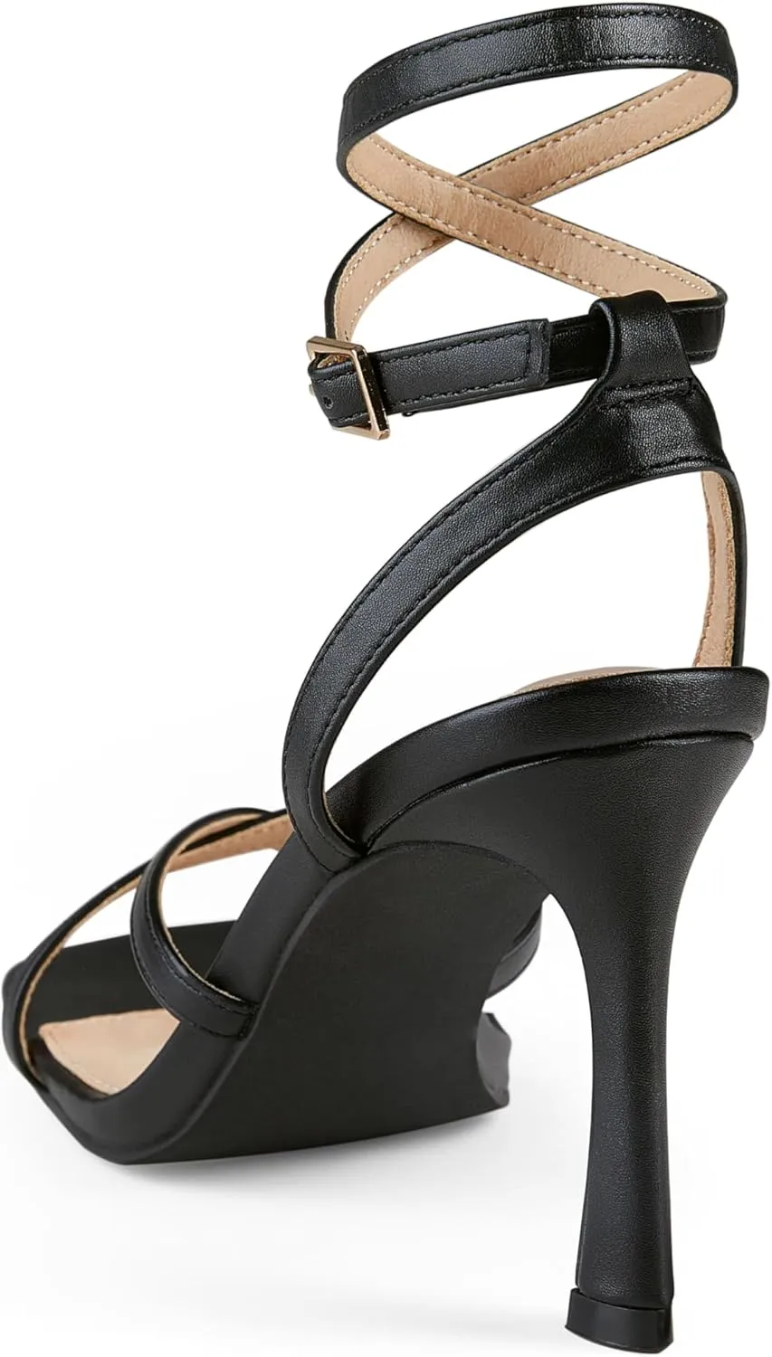 Arromic High Heels for Women Strappy Stilettos Square Open Toe Buckle Ankle Strap Sexy Wedding Dress Heeled Sandals