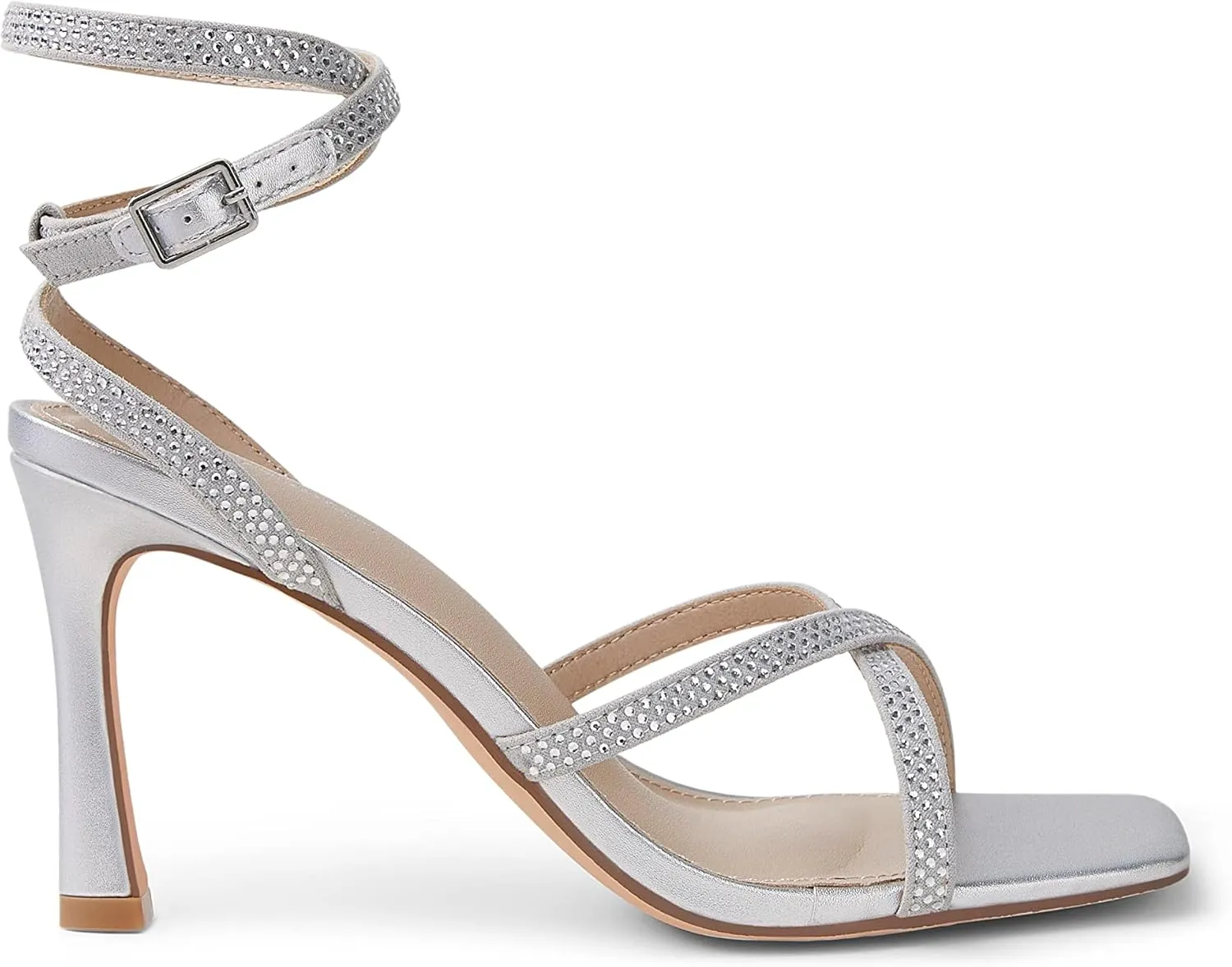 Arromic High Heels for Women Strappy Stilettos Square Open Toe Buckle Ankle Strap Sexy Wedding Dress Heeled Sandals