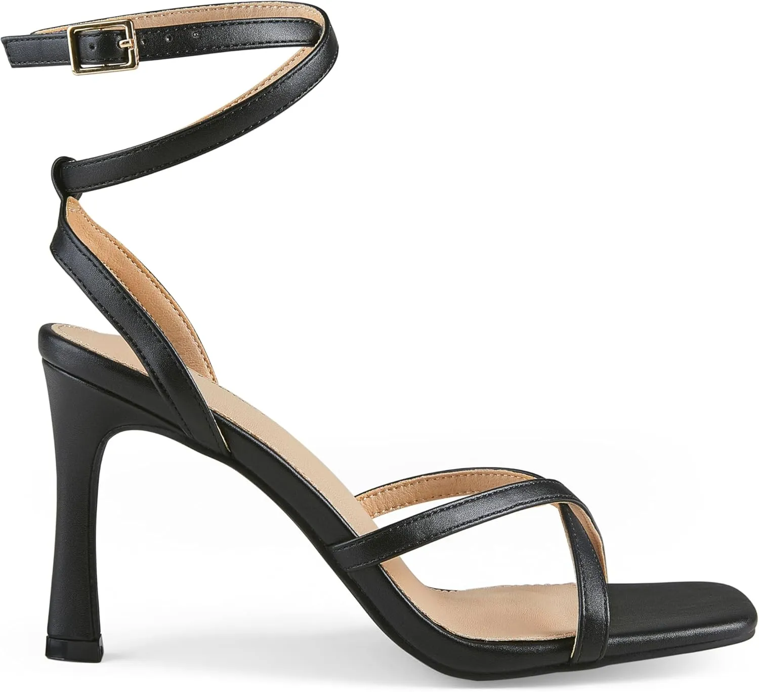 Arromic High Heels for Women Strappy Stilettos Square Open Toe Buckle Ankle Strap Sexy Wedding Dress Heeled Sandals