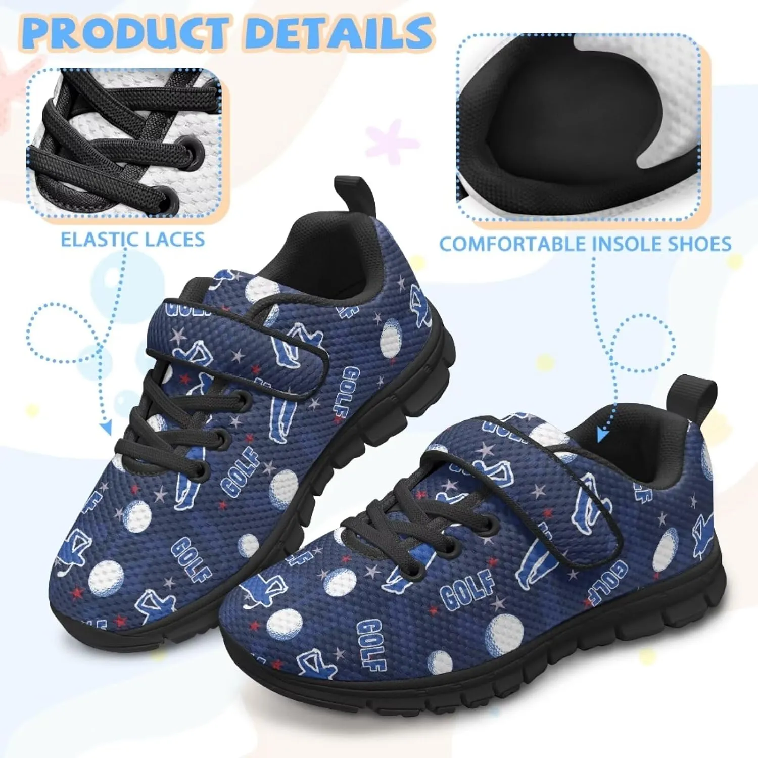 Ball Print Sport Athletic Shoes for Girls Boys Fashion Tennis Sneakers Running Walking Sneaker