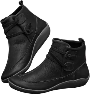 Boots for Women Fashion Low Heel Pleated Ankle Booties Vintage Casual Winter Snow Platform Womens Boots