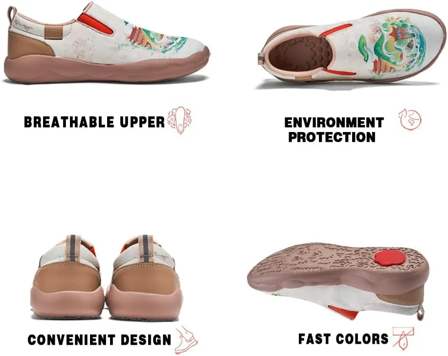 Boys Girls Shoes Kid's Loafers Fashion Casual Slip-on Leather Sneakers Chinese Style Landscape Painting