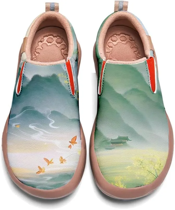 Boys Girls Shoes Kid's Loafers Fashion Casual Slip-on Leather Sneakers Chinese Style Landscape Painting