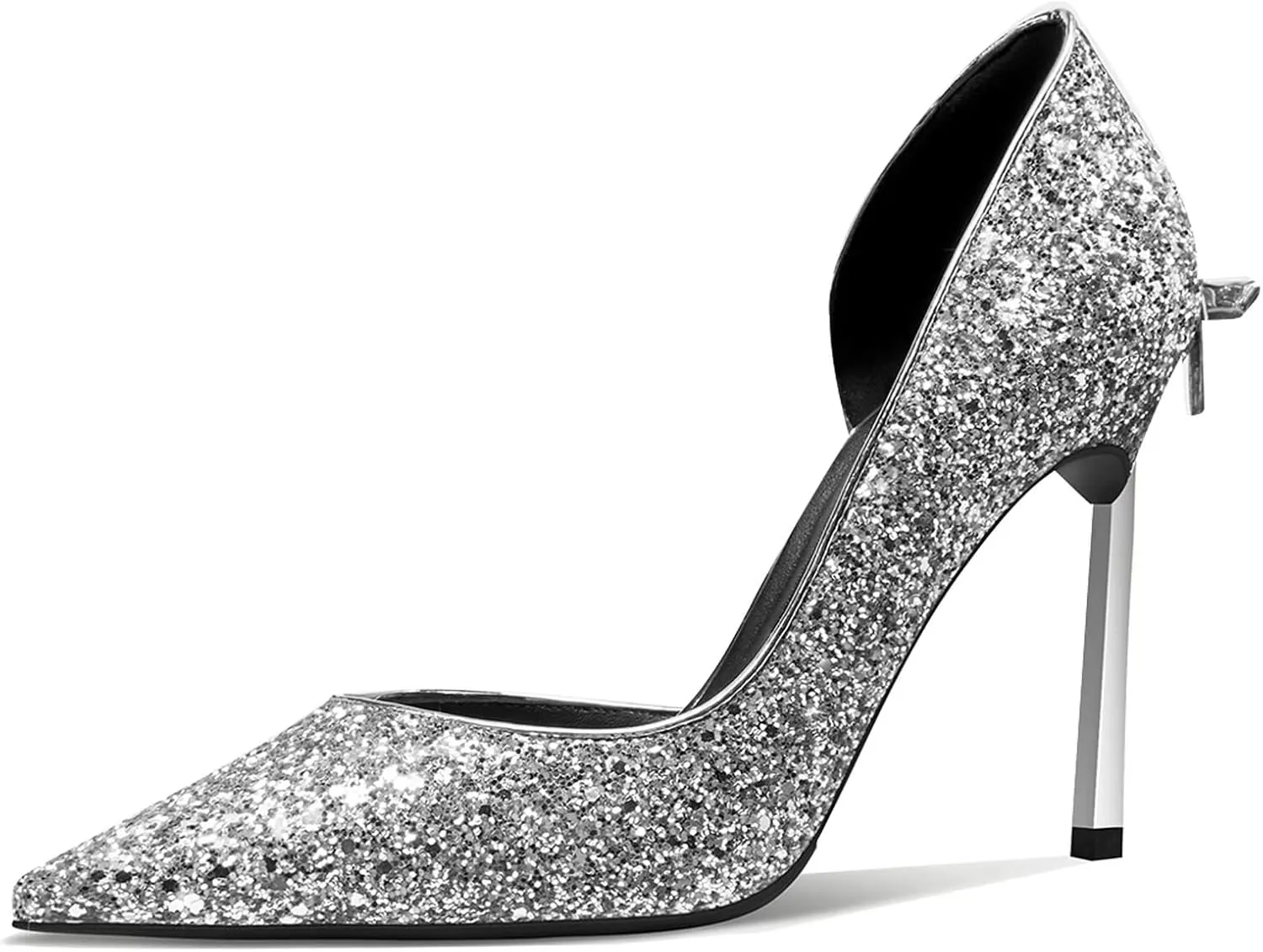 Castamere Gretta Glitter High Heels with Butterfly Bow, Elegant 3.3Inches Metallic Stiletto and Pointed Toe Design for Women