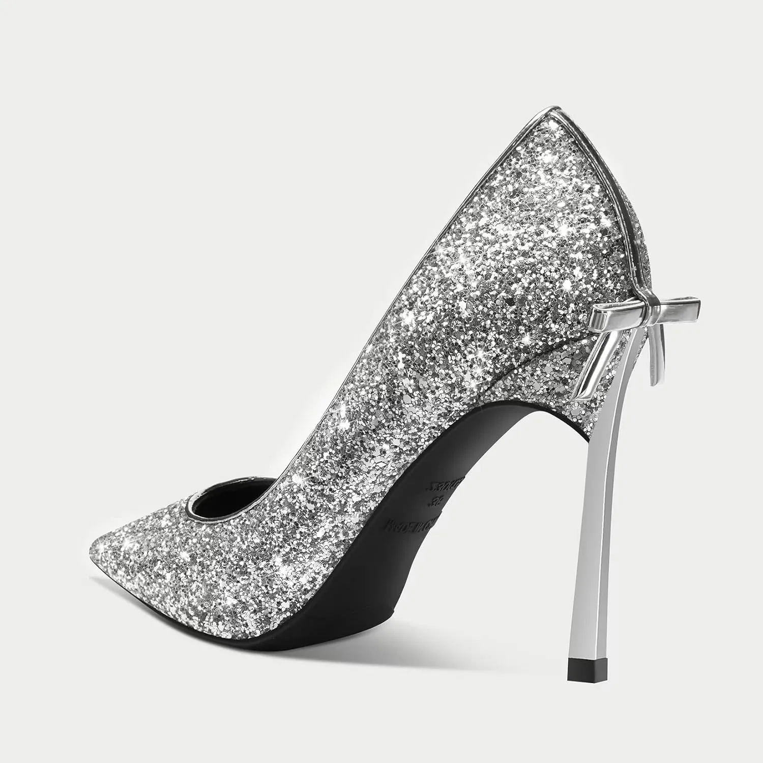 Castamere Gretta Glitter High Heels with Butterfly Bow, Elegant 3.3Inches Metallic Stiletto and Pointed Toe Design for Women
