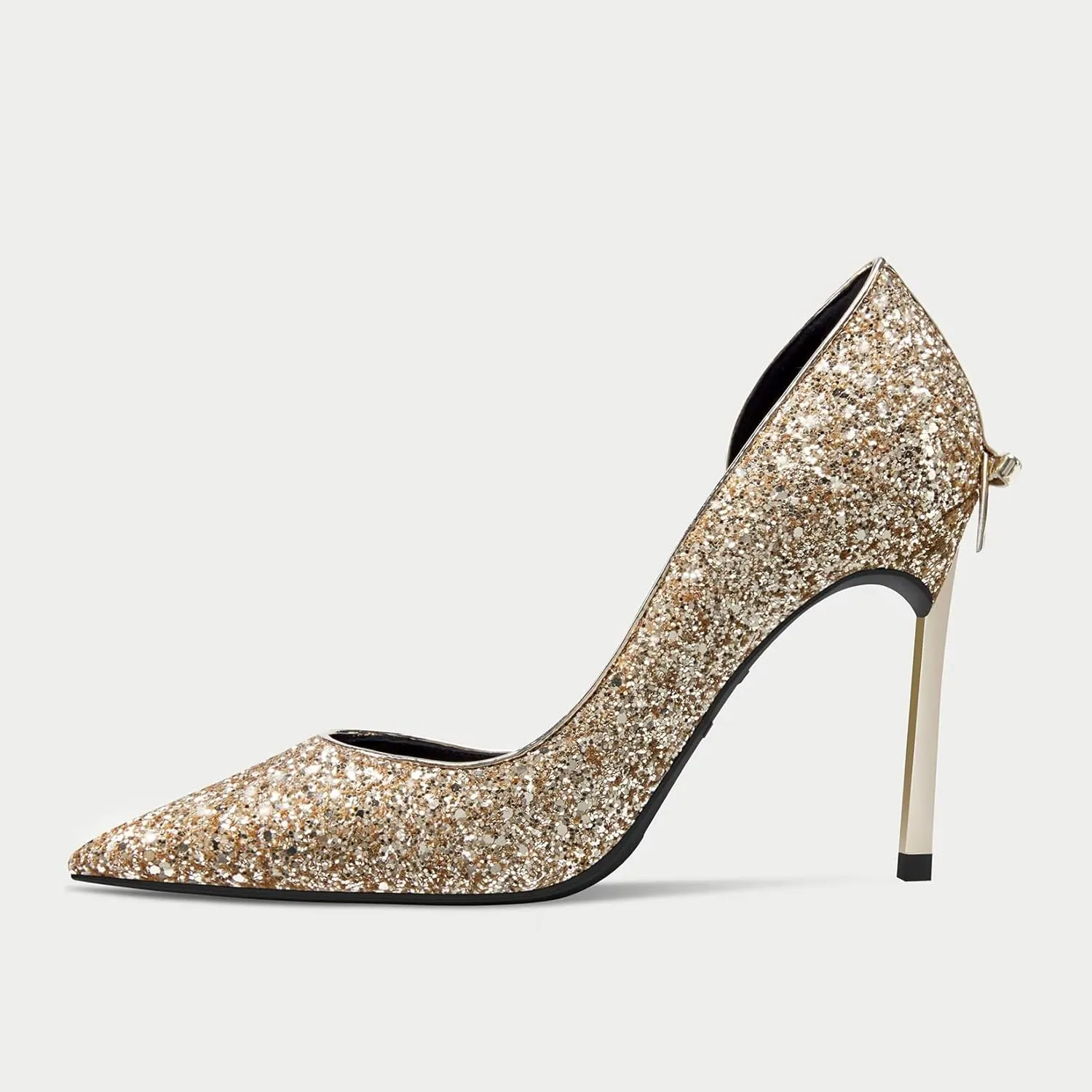 Castamere Gretta Glitter High Heels with Butterfly Bow, Elegant 3.3Inches Metallic Stiletto and Pointed Toe Design for Women