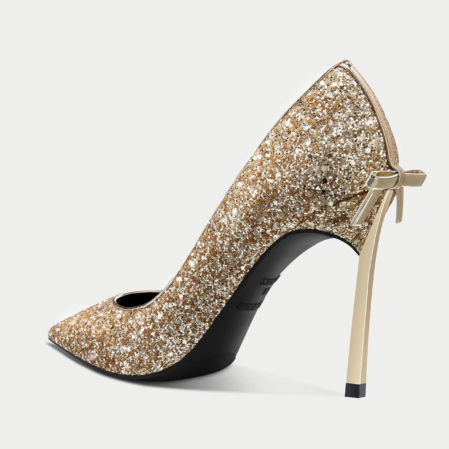 Castamere Gretta Glitter High Heels with Butterfly Bow, Elegant 3.3Inches Metallic Stiletto and Pointed Toe Design for Women