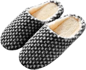 Christmas Slippers for Men Comfort Fluffy Fuzzy Slip on House Slippers Open Toe Cross Band Indoor Outdoor Non-Slip