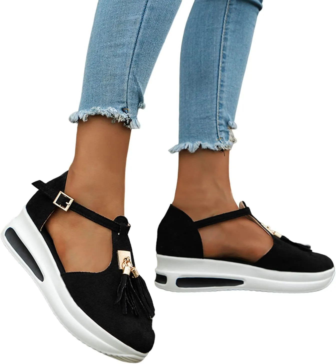 Closed Toe Sandals Women Womens Sandals Summer Casual Closed Toe Hollow Strappy Flat Sandals Buckle Strap Sandals