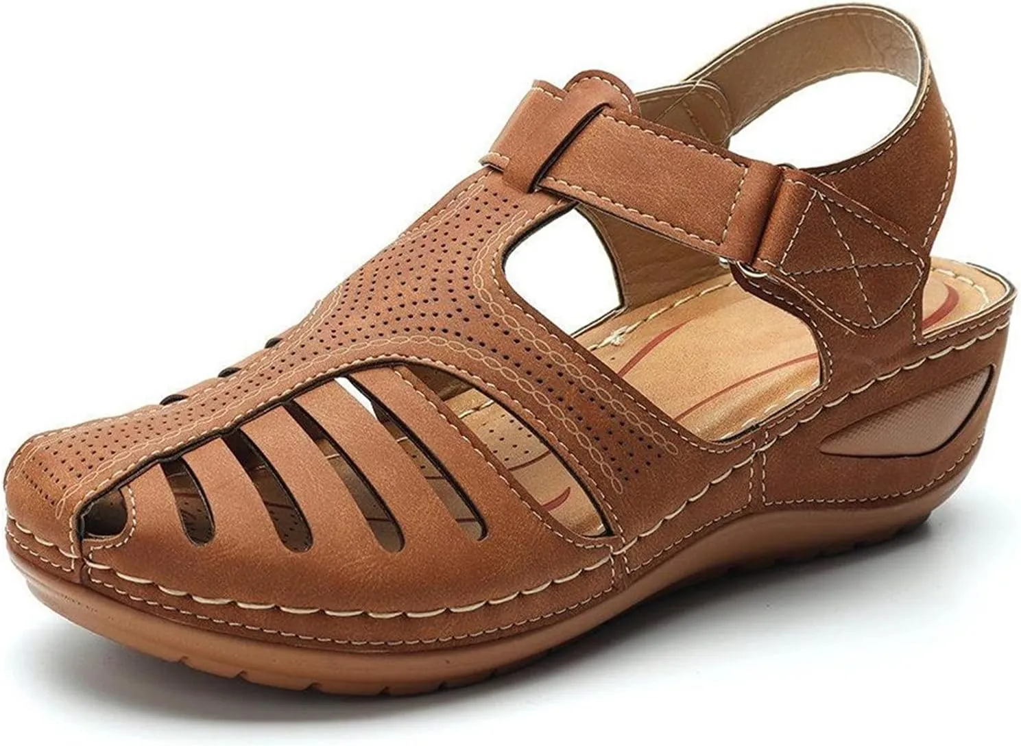 Closed Toe Sandals Women Womens Summer Sandals Casual Bohemia Gladiator Closed Toe Wedge Shoes Comfort Ankle Strap Slip On Platform Sandals