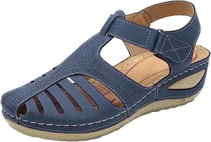 Closed Toe Sandals Women Womens Summer Sandals Casual Bohemia Gladiator Closed Toe Wedge Shoes Comfort Ankle Strap Slip On Platform Sandals