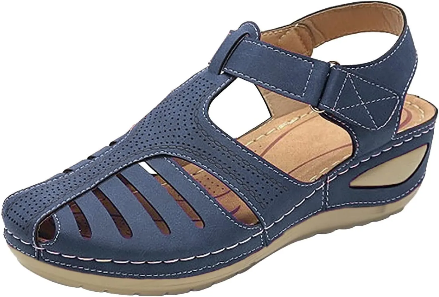 Closed Toe Sandals Women Womens Summer Sandals Casual Bohemia Gladiator Closed Toe Wedge Shoes Comfort Ankle Strap Slip On Platform Sandals