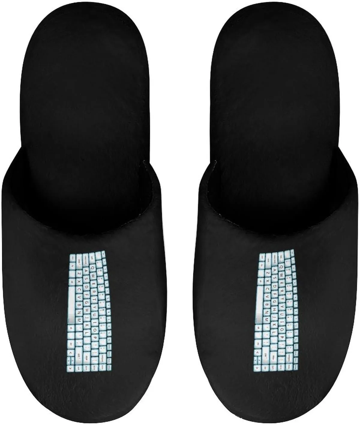 Computer Keyboard Anti-Skid Indoor Slippers Closed Toe House Shoes Slip-on Flannel Cotton Slippers