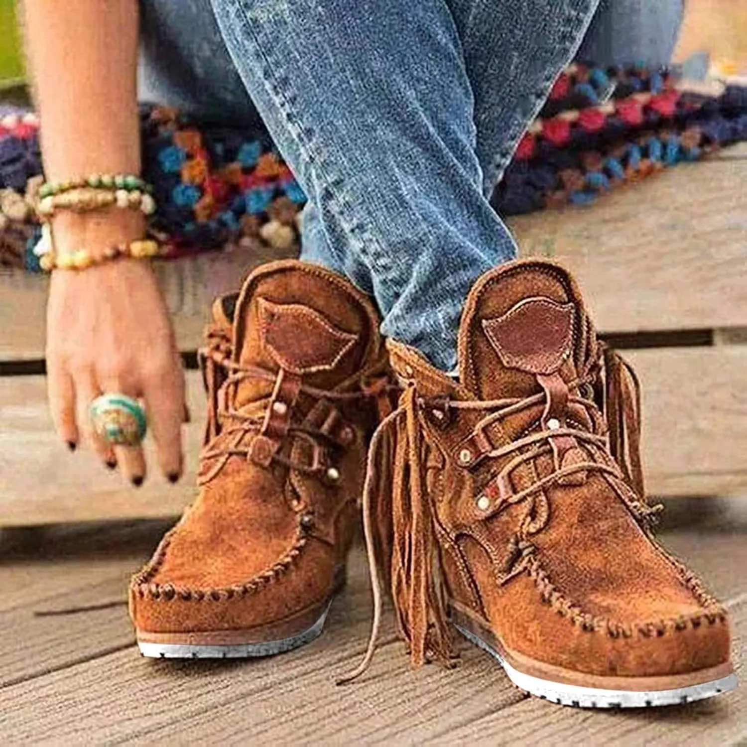 Cowboy Boots for Women No Heel 2529 New Arch Support Boots Side Zipper Vintage Damping Shoes Flat Heel Booties 52