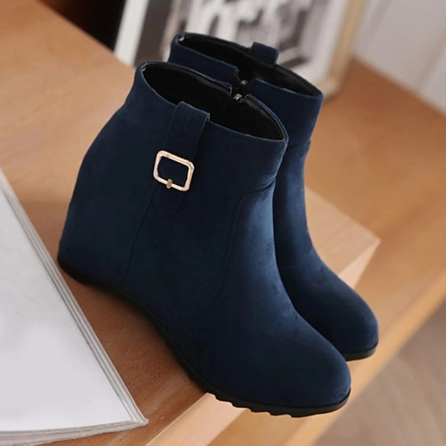 Cowgirl Boots Women Dressy High Heel Short Ankle Booties Peep Toe Platform Boots Slip On Cowgirl Combat Boots 52