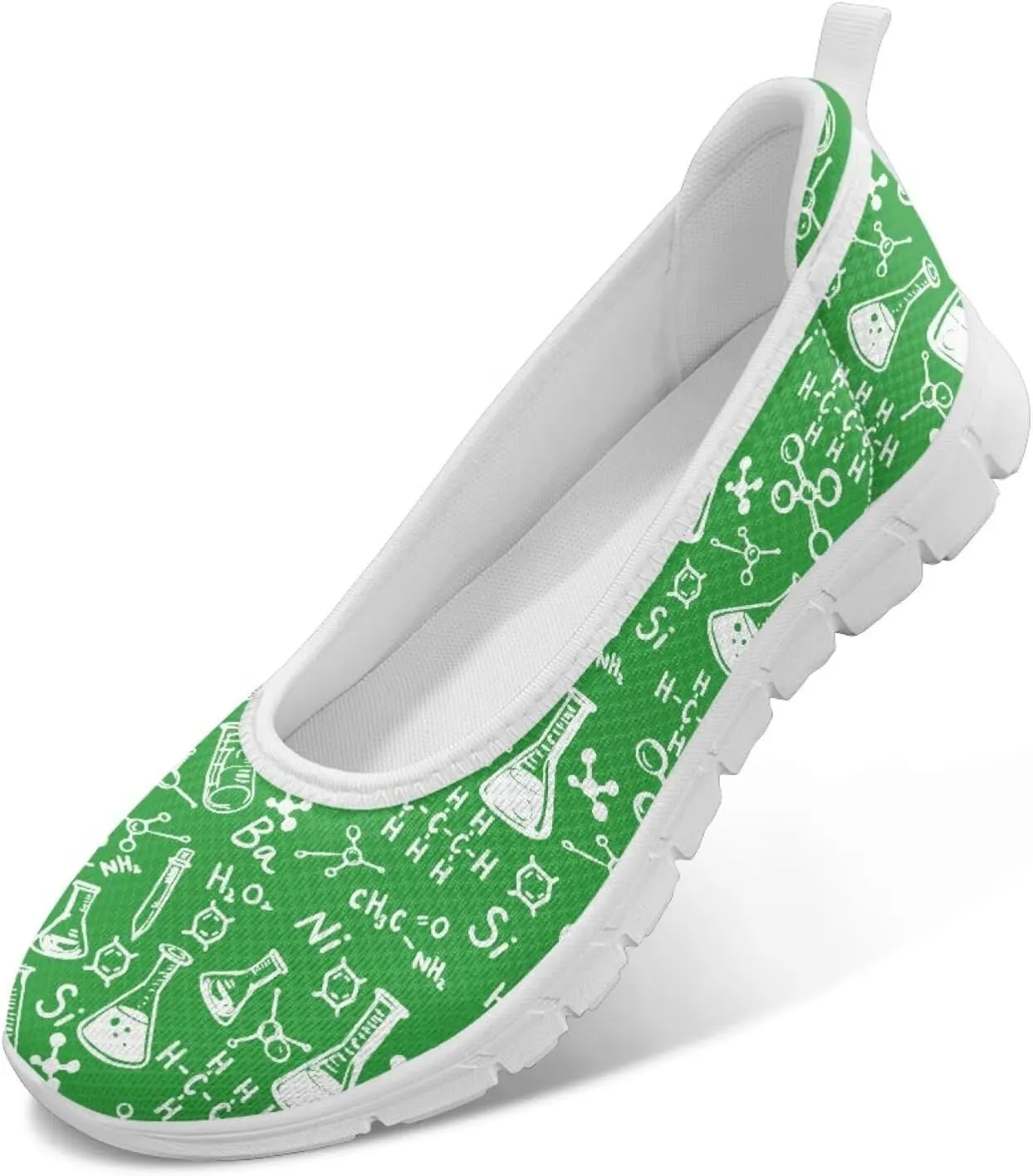 Creative Formula Print Womens Flats Comfortable Dressy Lightweight Slip On Ballet Shoes Round Toe Walking Casual Sneakers Everyday Wear