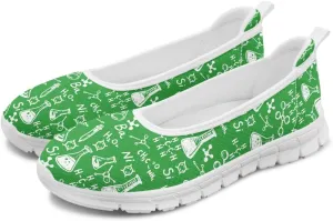 Creative Formula Print Womens Flats Comfortable Dressy Lightweight Slip On Ballet Shoes Round Toe Walking Casual Sneakers Everyday Wear