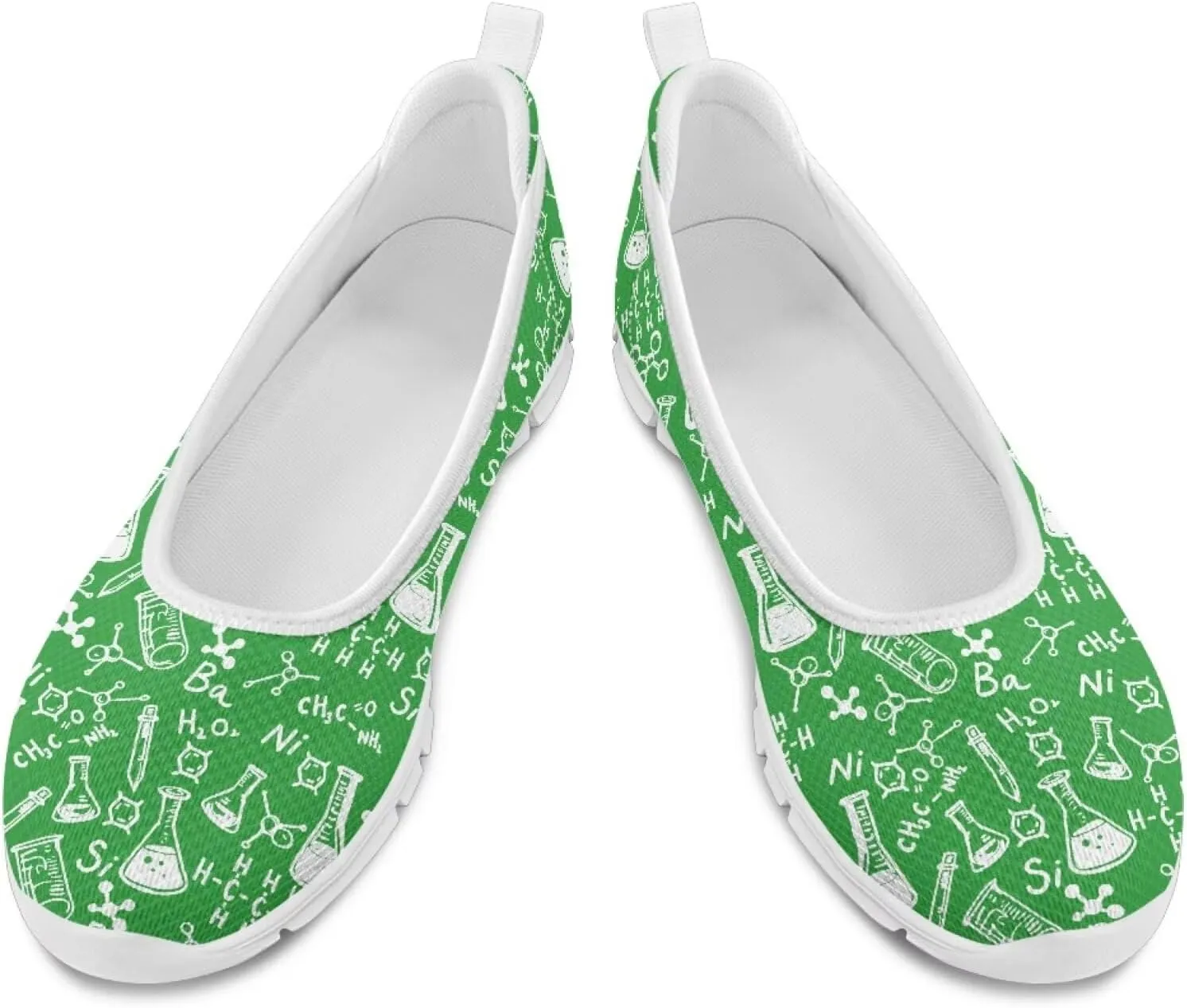 Creative Formula Print Womens Flats Comfortable Dressy Lightweight Slip On Ballet Shoes Round Toe Walking Casual Sneakers Everyday Wear