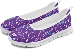 Creative Formula Print Womens Flats Comfortable Dressy Lightweight Slip On Ballet Shoes Round Toe Walking Casual Sneakers Everyday Wear