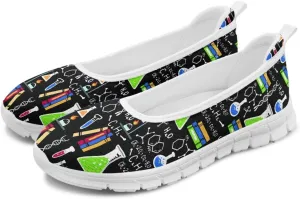 Creative Formula Print Womens Flats Comfortable Dressy Lightweight Slip On Ballet Shoes Round Toe Walking Casual Sneakers Everyday Wear
