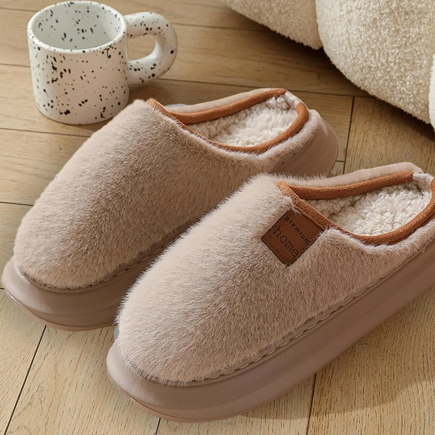 Ctreela Soft Fuzzy Slippers for Women House Slipper Clog Fluffy Slide on Indoor Slipper Furry Lined Bedroom Shoe Cozy Slides
