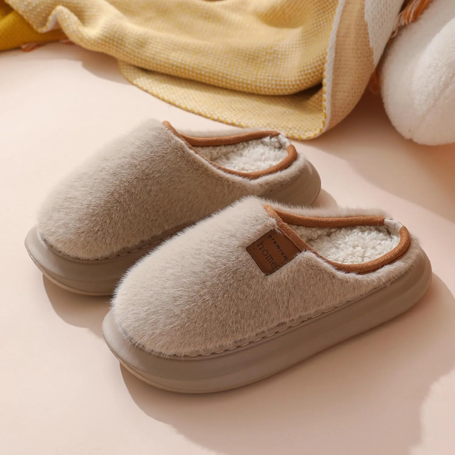 Ctreela Soft Fuzzy Slippers for Women House Slipper Clog Fluffy Slide on Indoor Slipper Furry Lined Bedroom Shoe Cozy Slides