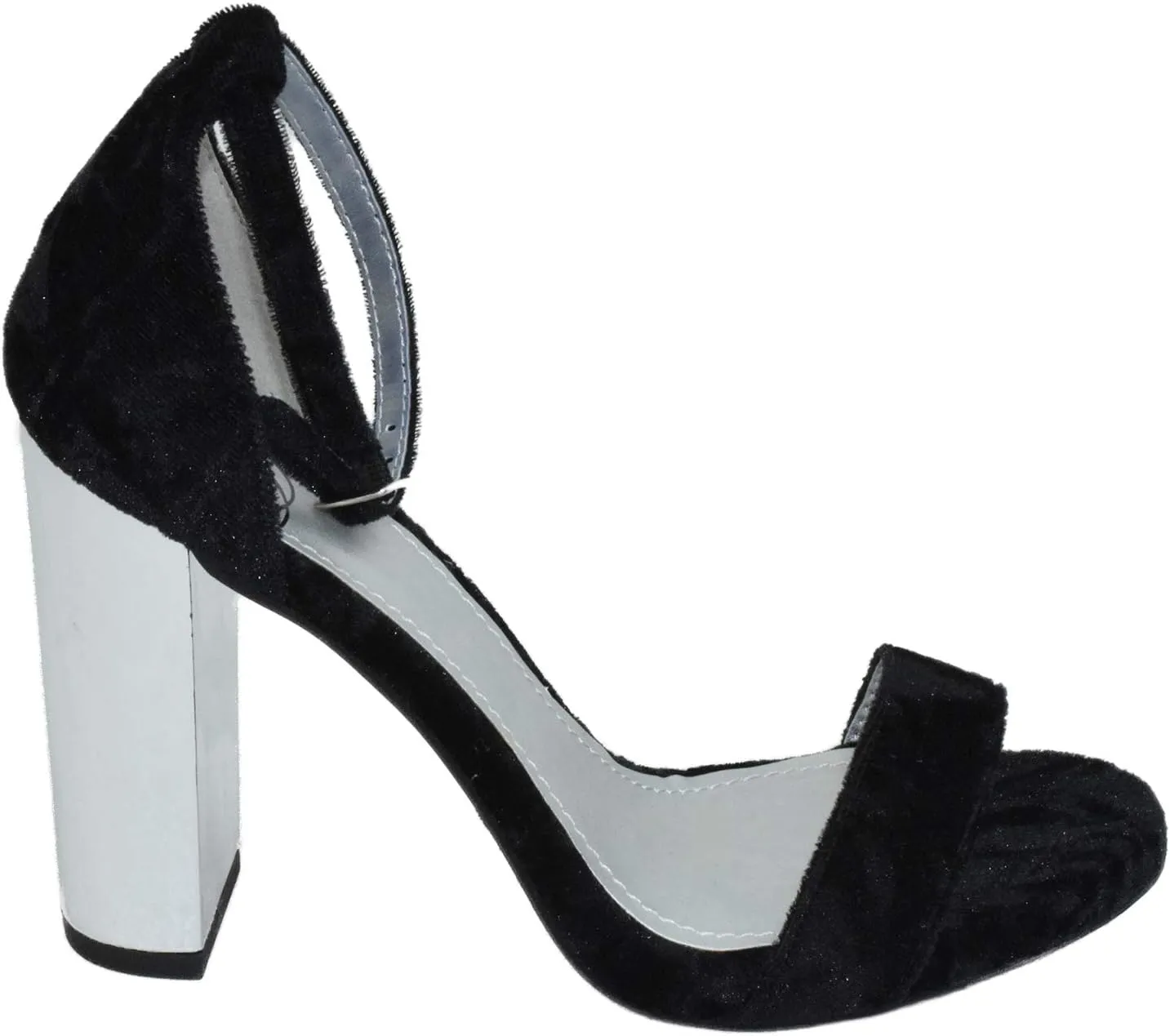 Delicious Women Thick Block Chunky High Heels Ankle Strap Open Peep Toe Shiny-S