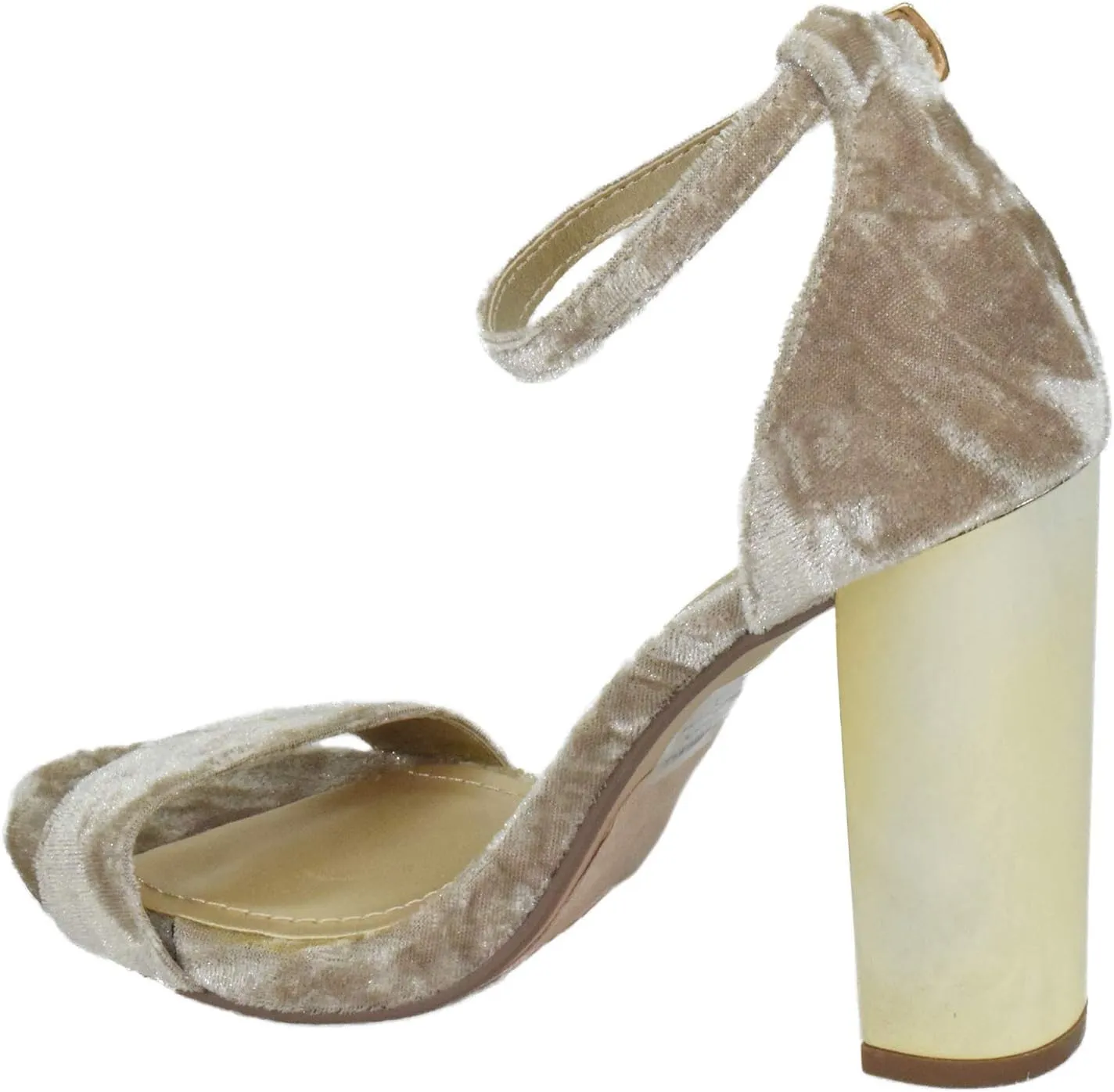 Delicious Women Thick Block Chunky High Heels Ankle Strap Open Peep Toe Shiny-S
