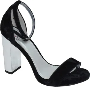 Delicious Women Thick Block Chunky High Heels Ankle Strap Open Peep Toe Shiny-S