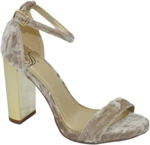 Delicious Women Thick Block Chunky High Heels Ankle Strap Open Peep Toe Shiny-S