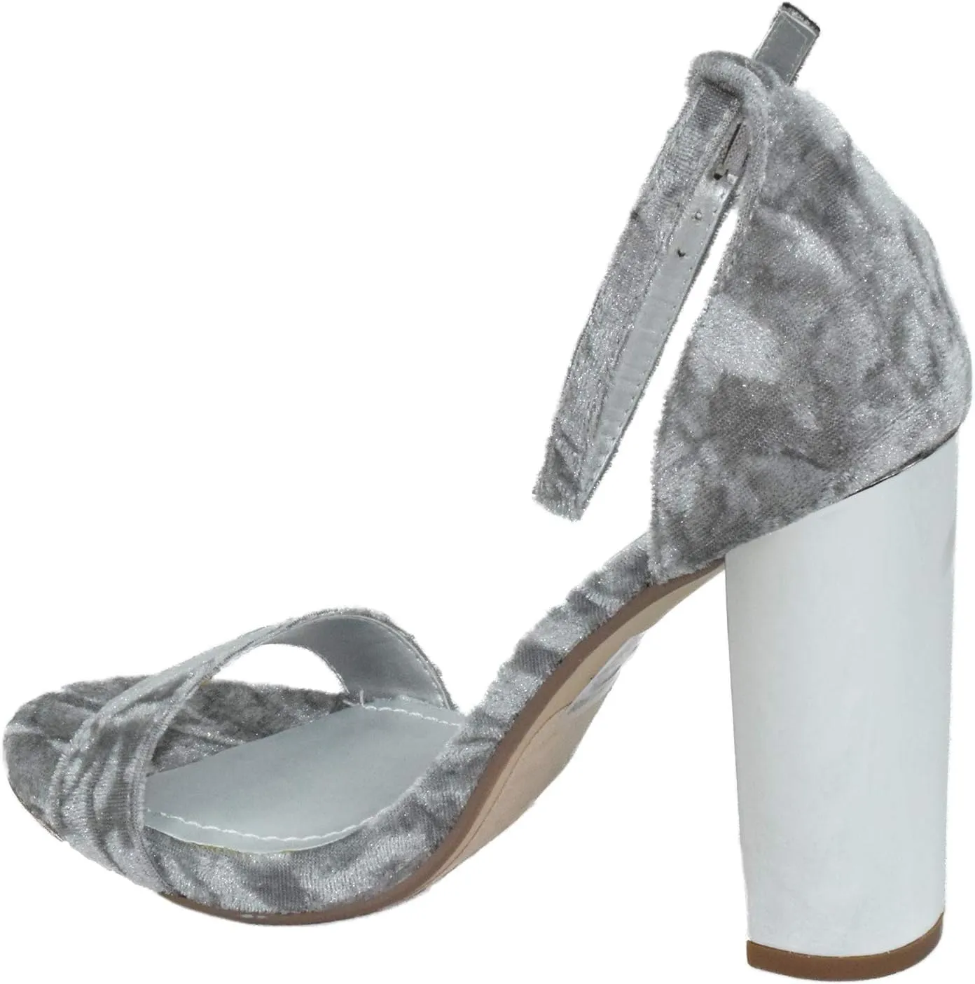 Delicious Women Thick Block Chunky High Heels Ankle Strap Open Peep Toe Shiny-S