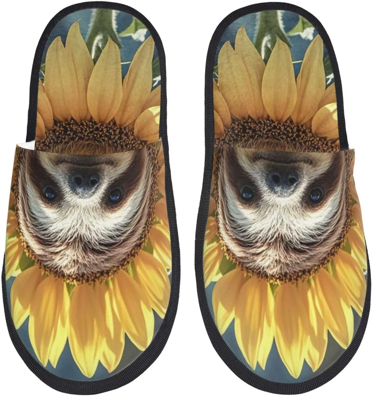 Fuzzy House Slippers Sloth Sunflower Plush Shoes Non-slip Memory Foam Slippers