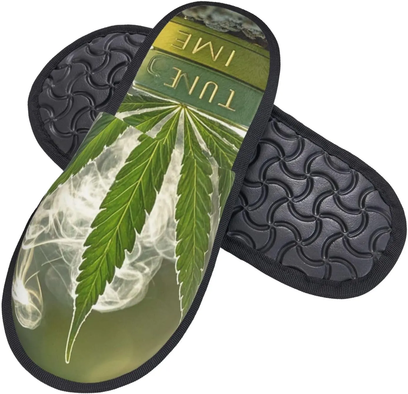 Fuzzy House Slippers Weed Marijuana Plush Shoes Non-slip Memory Foam Slippers