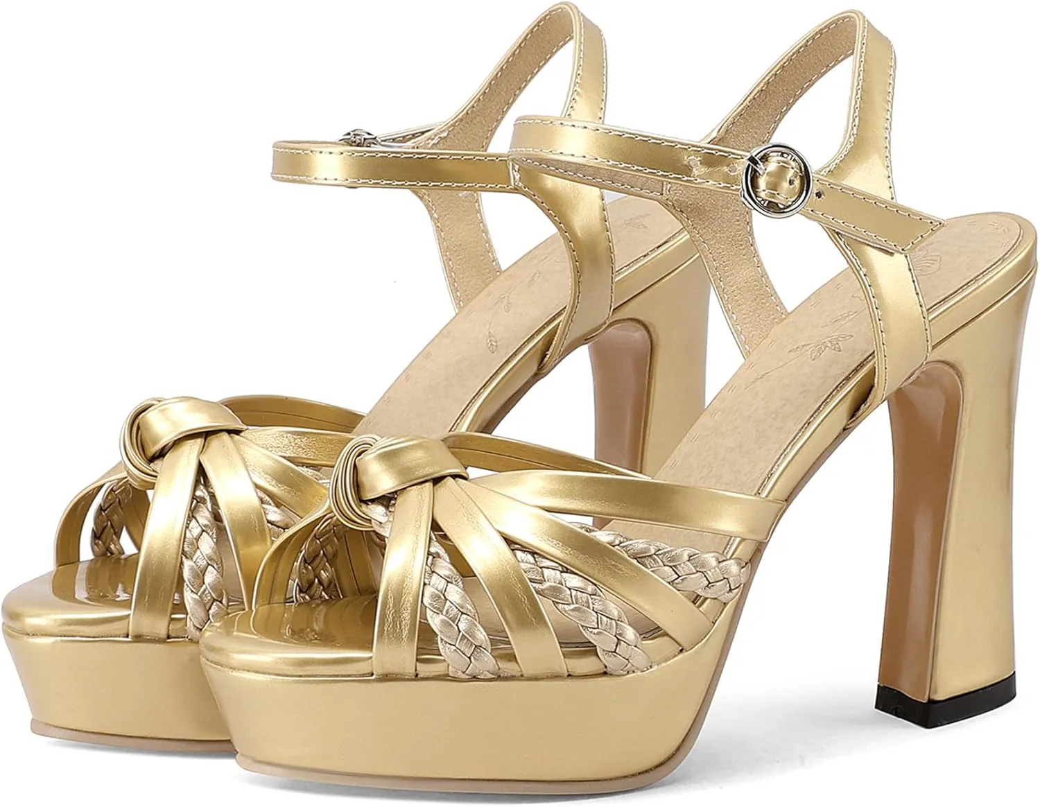 Gicoiz Women Peep Toe Block High Heels Platform Sandals Bridal