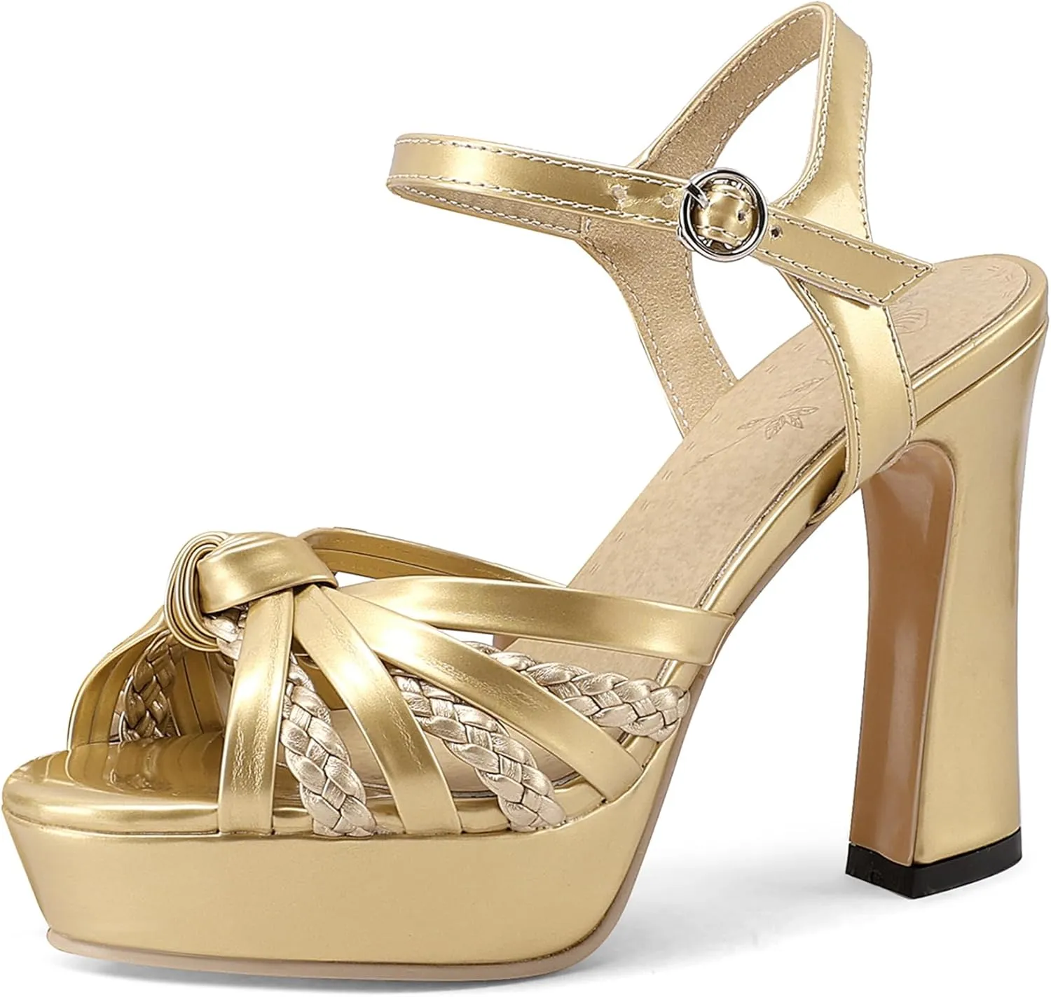 Gicoiz Women Peep Toe Block High Heels Platform Sandals Bridal