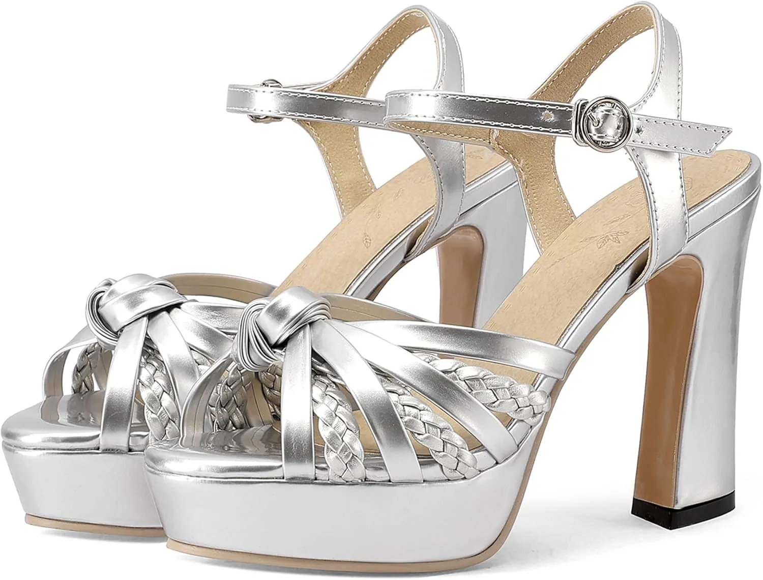 Gicoiz Women Peep Toe Block High Heels Platform Sandals Bridal