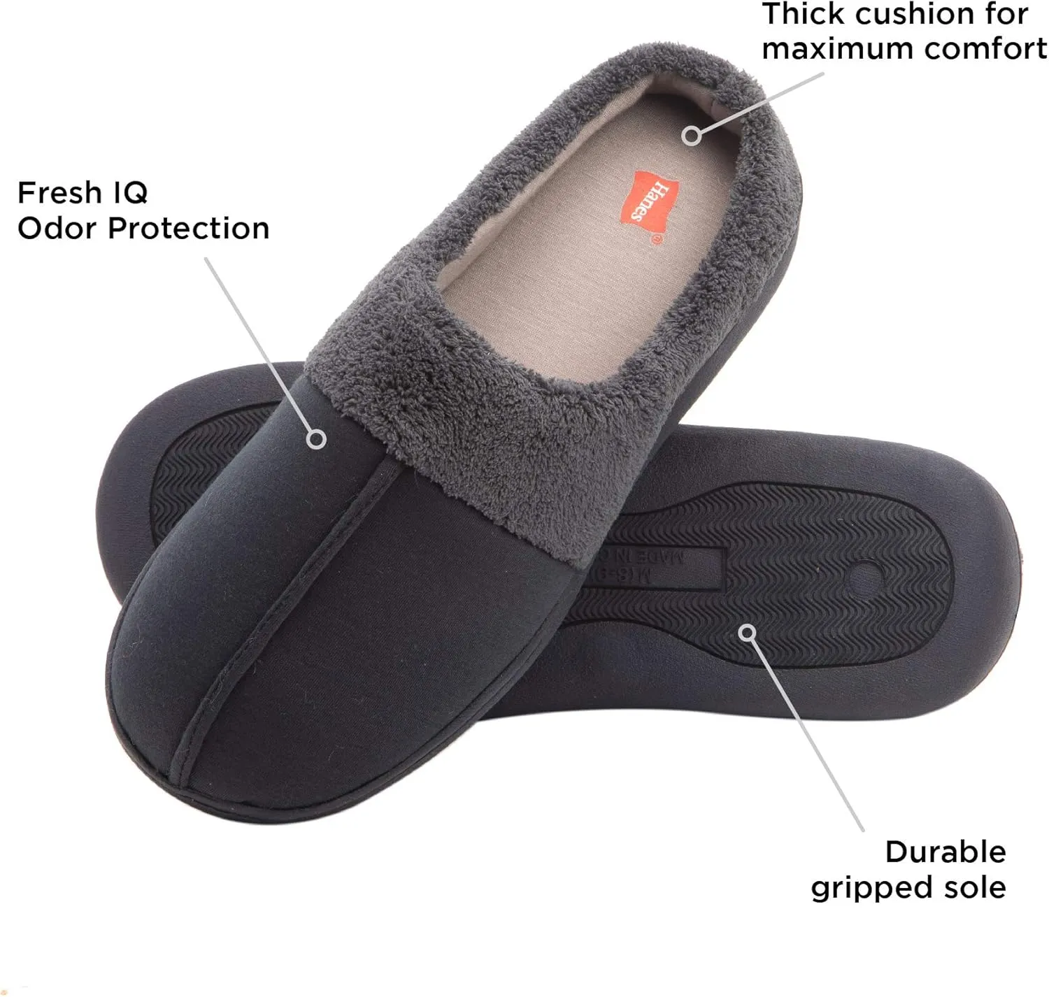 Hanes Men's Felt Clog Slipper Shoe - Memory Foam Indoor Outdoor Sole