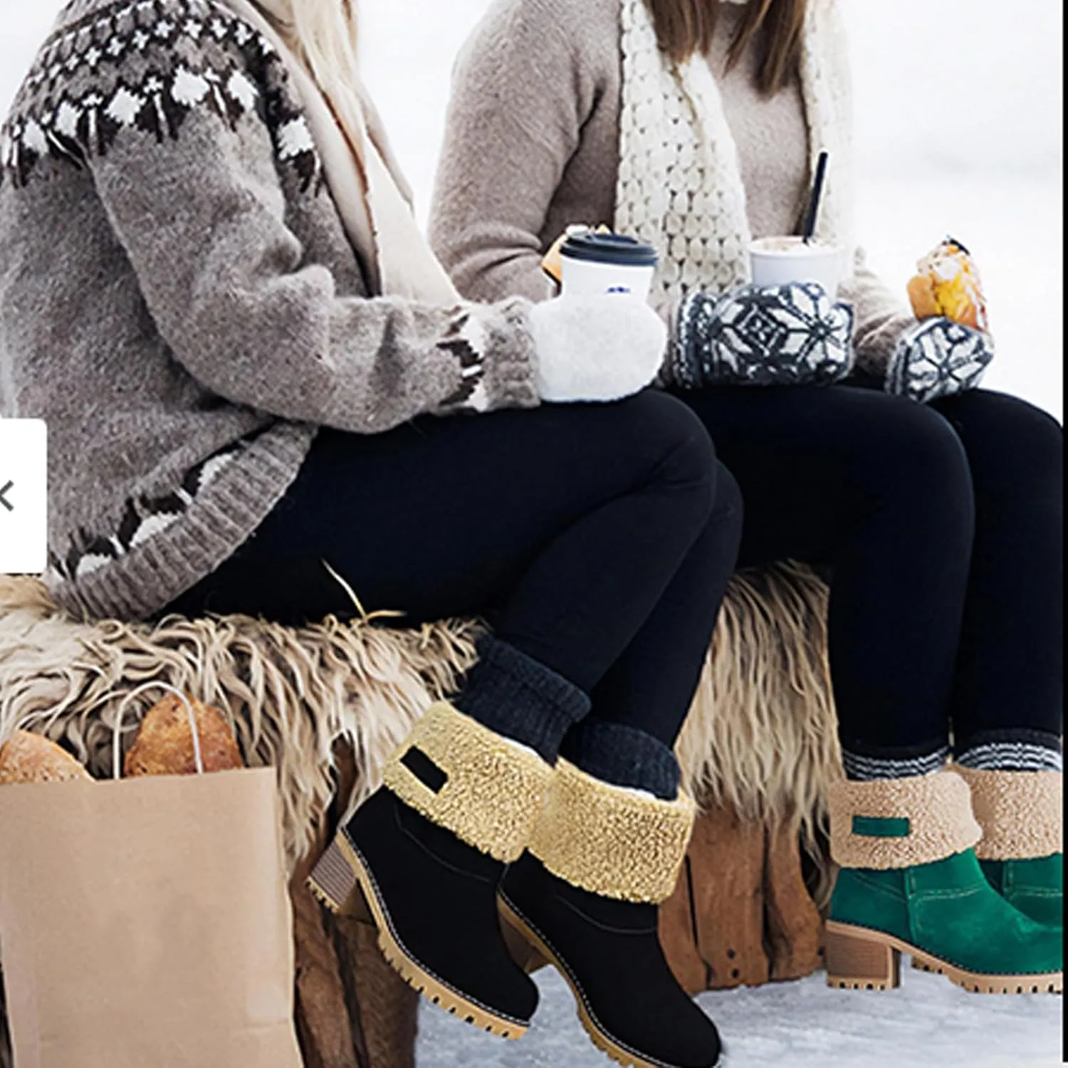 Hdnaihpp Dotmalls Boots,Dotmalls Shoes,Dotmalls Seniors' Chunky Heel Winter Boots, Women's Chunky Heel Round Toe Snow Boots