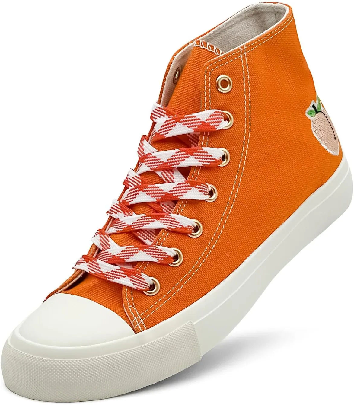 High Top Sneakers for Women Canvas Shoes Fruits Embroidery High Tops Women Casual Shoes Lace Up Fashion Sneakers